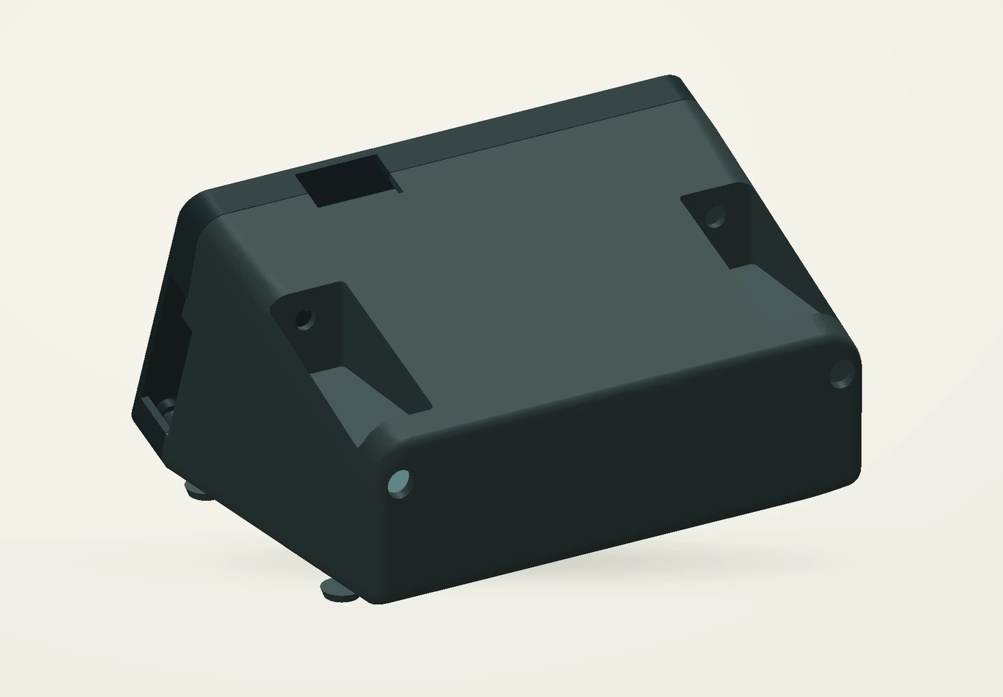 Rear view of the actual Horizon V1 enclosure model, showing the rounded shell and two recessed antenna mounts